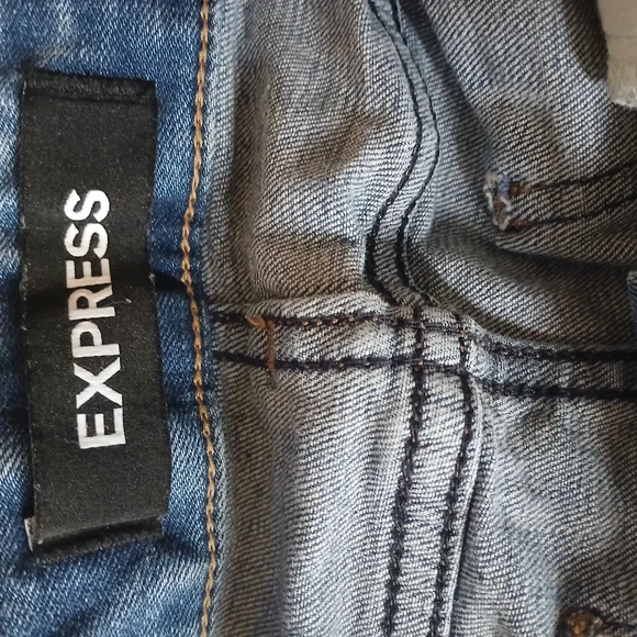 Express Light Blue Ripped Jean Shorts - Picture 5 of 8